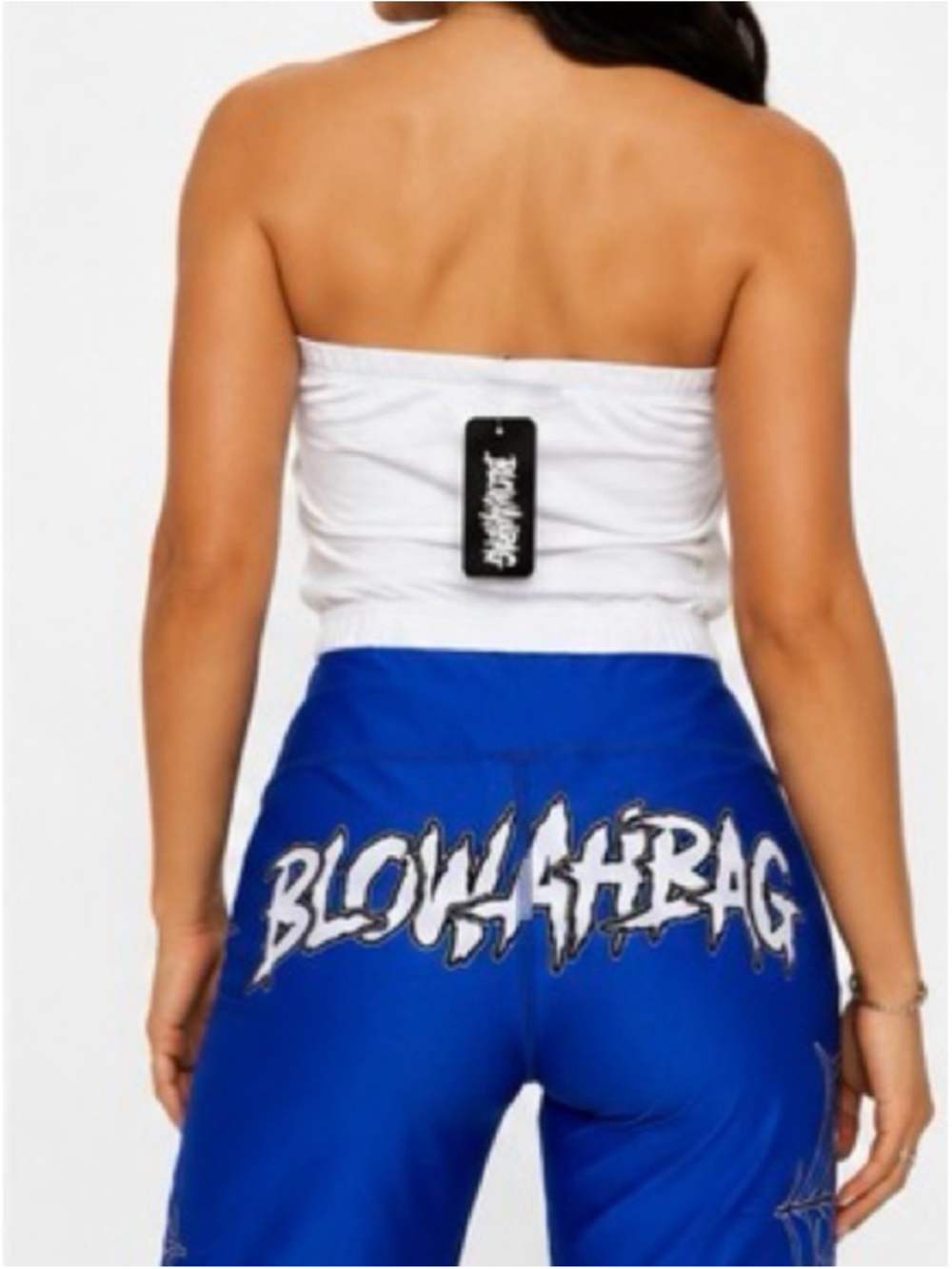 Blowahbag 2 Piece Set White Tube Top Peach (M) or blue (L) biker shorts - Picture 5 of 12